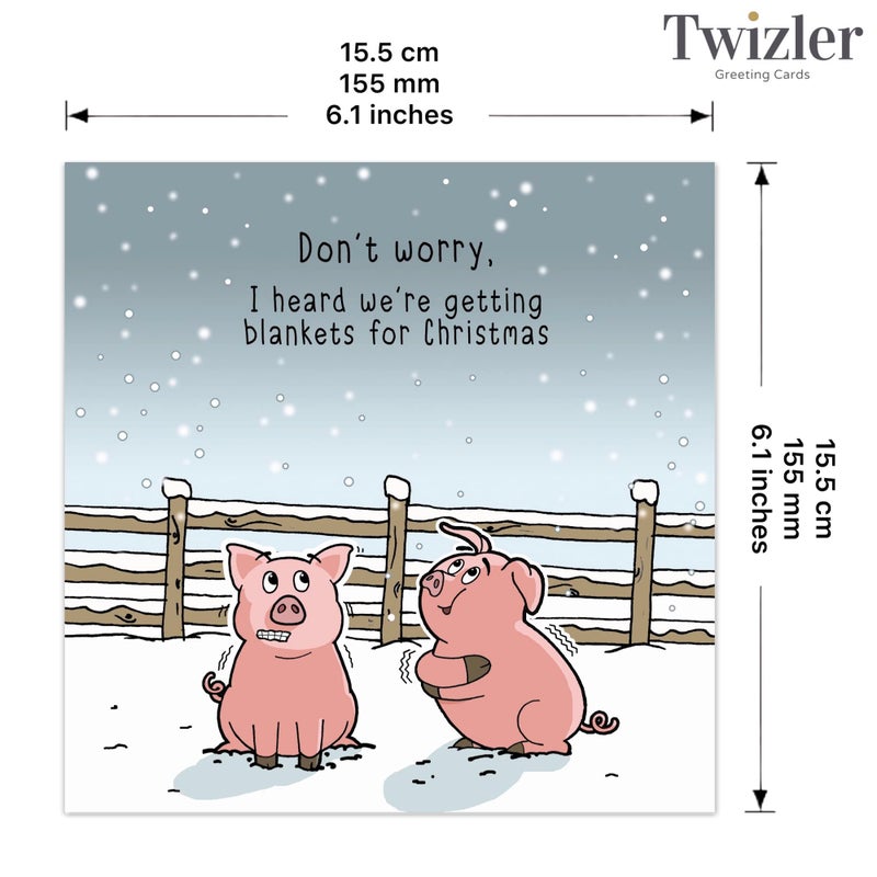 Twizler Funny Christmas Card - Pigs in Blankets - Merry Christmas Card - Humorous Mens Happy Xmas Male - Womens Xmas Female - Image 3